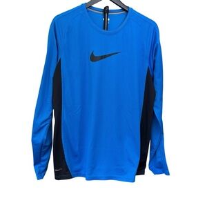 Nike Dri-Fit Royal Blue & Black Long-Sleeve Athletic Men’s L Top